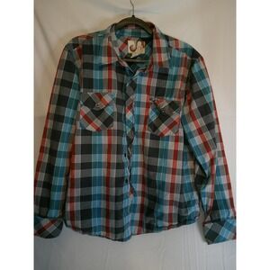 Vintage Ocean‎ Pacific OP Plaid Button Down Shirt Mens Long Sleeve Casual XL